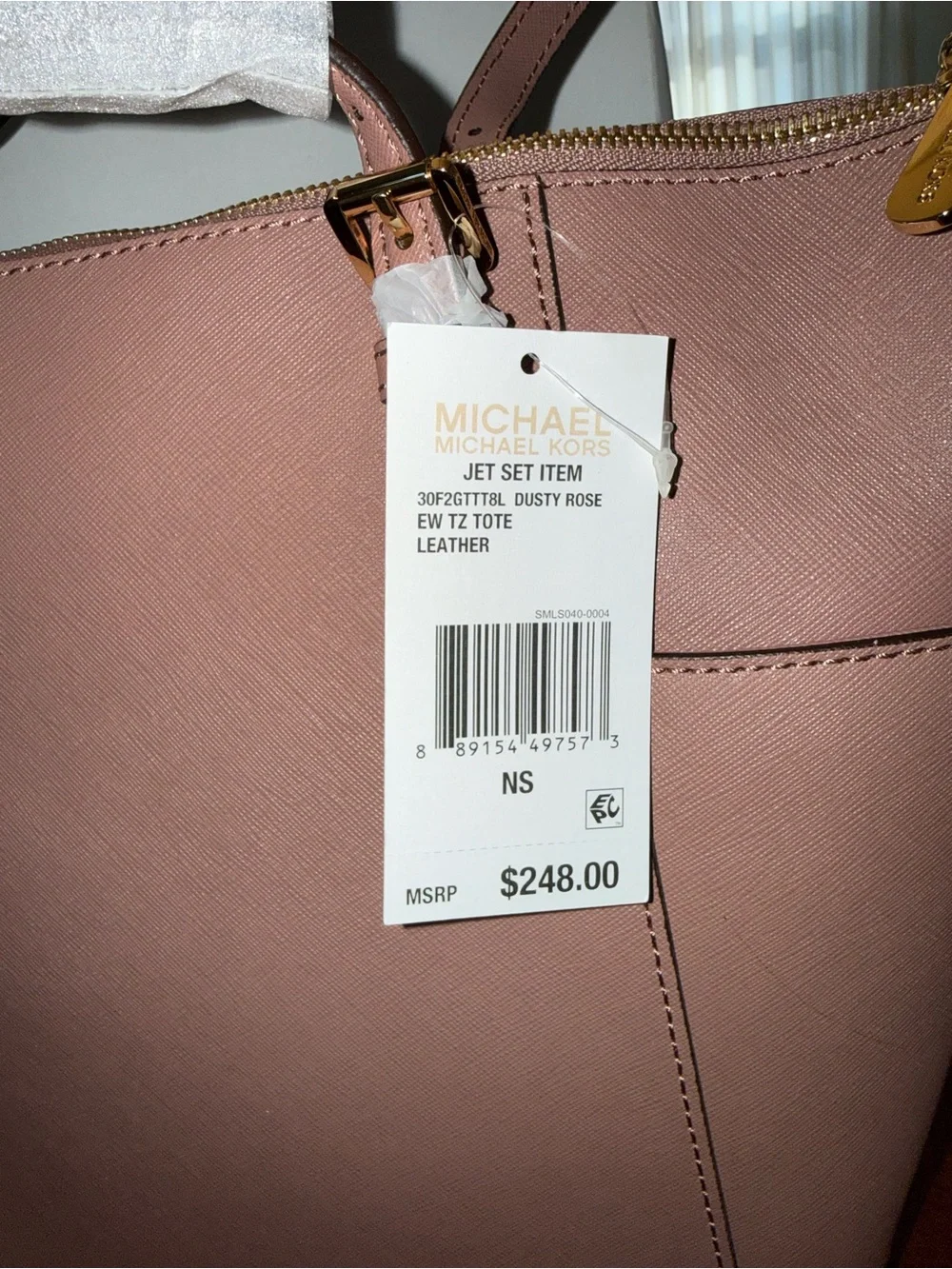 Michael Kors Rose Pink Saffiano Leather Tote with MK Charm